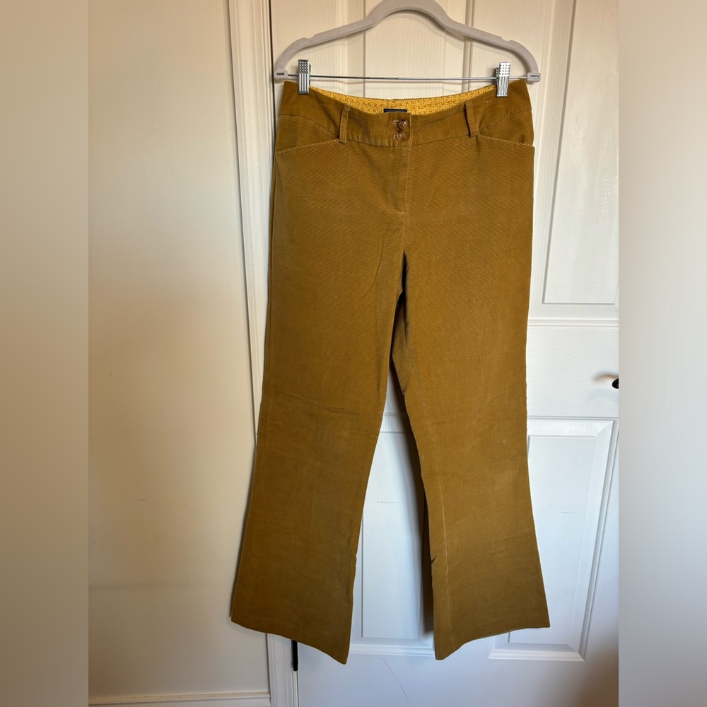 J.McLaughlin women’s wide leg corduroy pants w/2 buttons in mustard yellow Sz 10